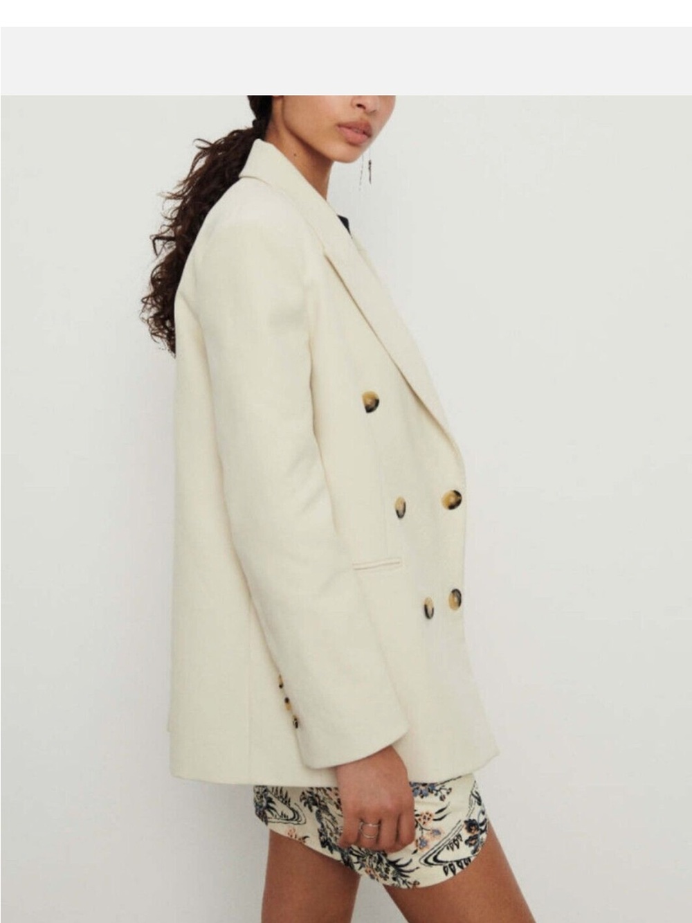 Ba&Sh Womens cotton Lady Double Breasted Blazer Cesar Ecru Jacket Beige - size 1